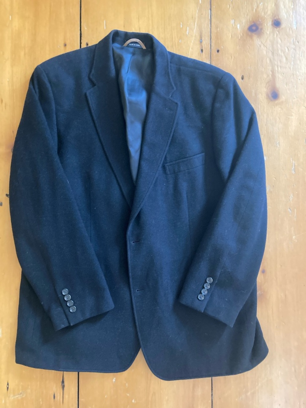 Ralph Lauren Black Wool Sport Coat with Notch Lapel